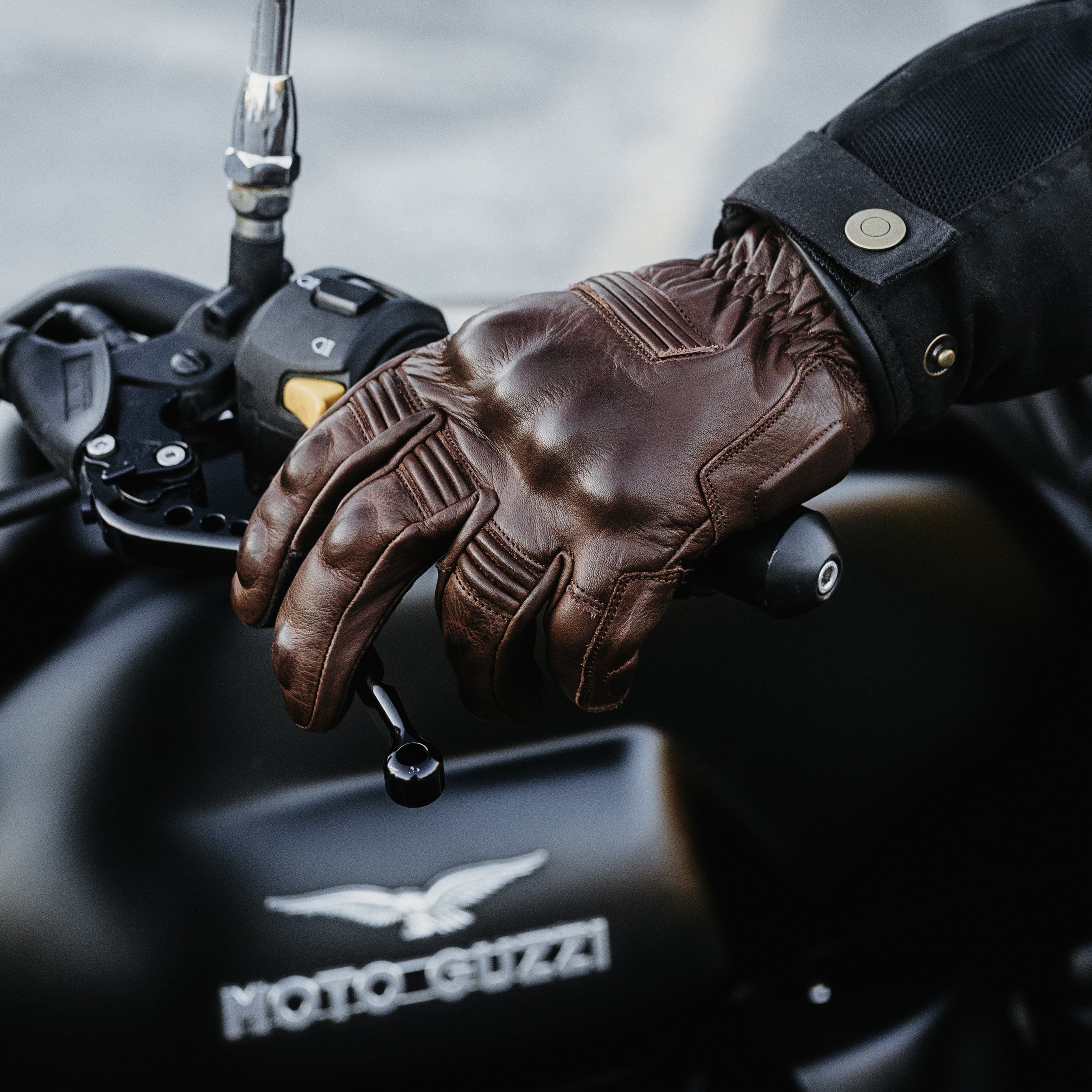 Full Gauntlet Motorcycle Gloves • Brown - Image 5