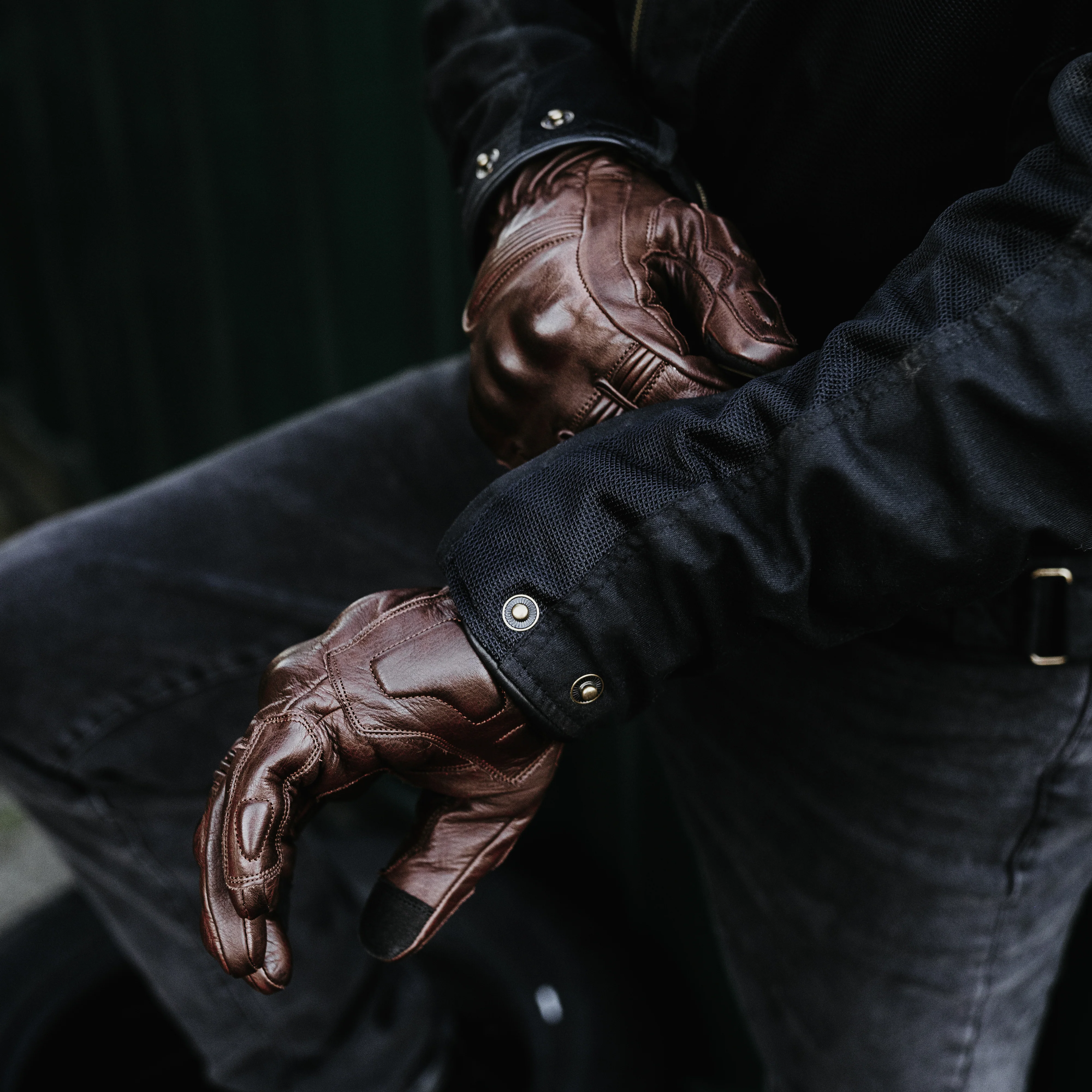 Full Gauntlet Motorcycle Gloves • Brown - Image 6